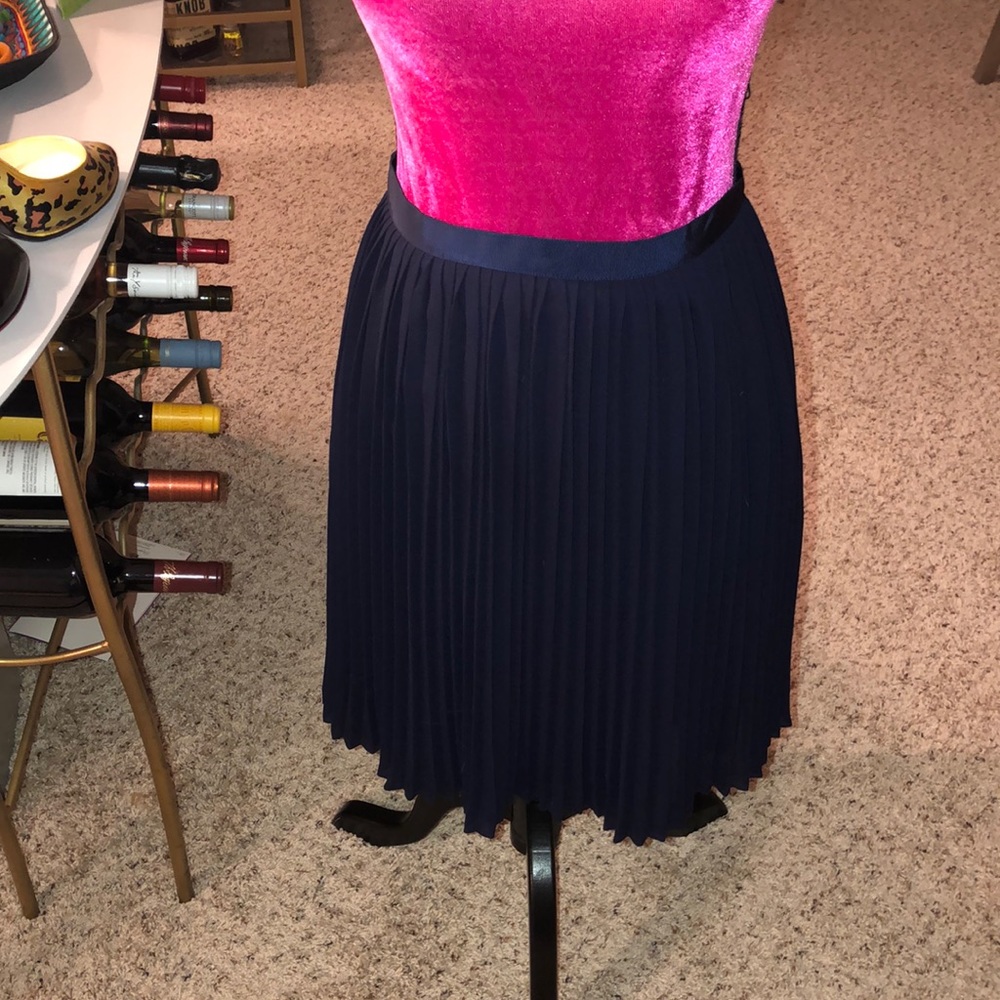 J crew navy pleated skirt